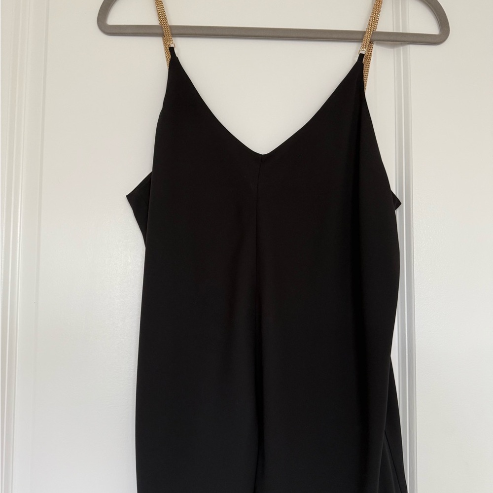 Black Women's Top with Gold Straps